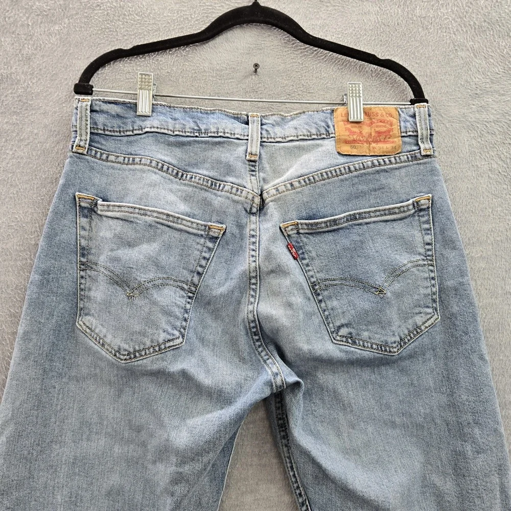 Levi's 502 Men Jeans 34X34 Light Blue Denim Relaxed Taper Fit 25